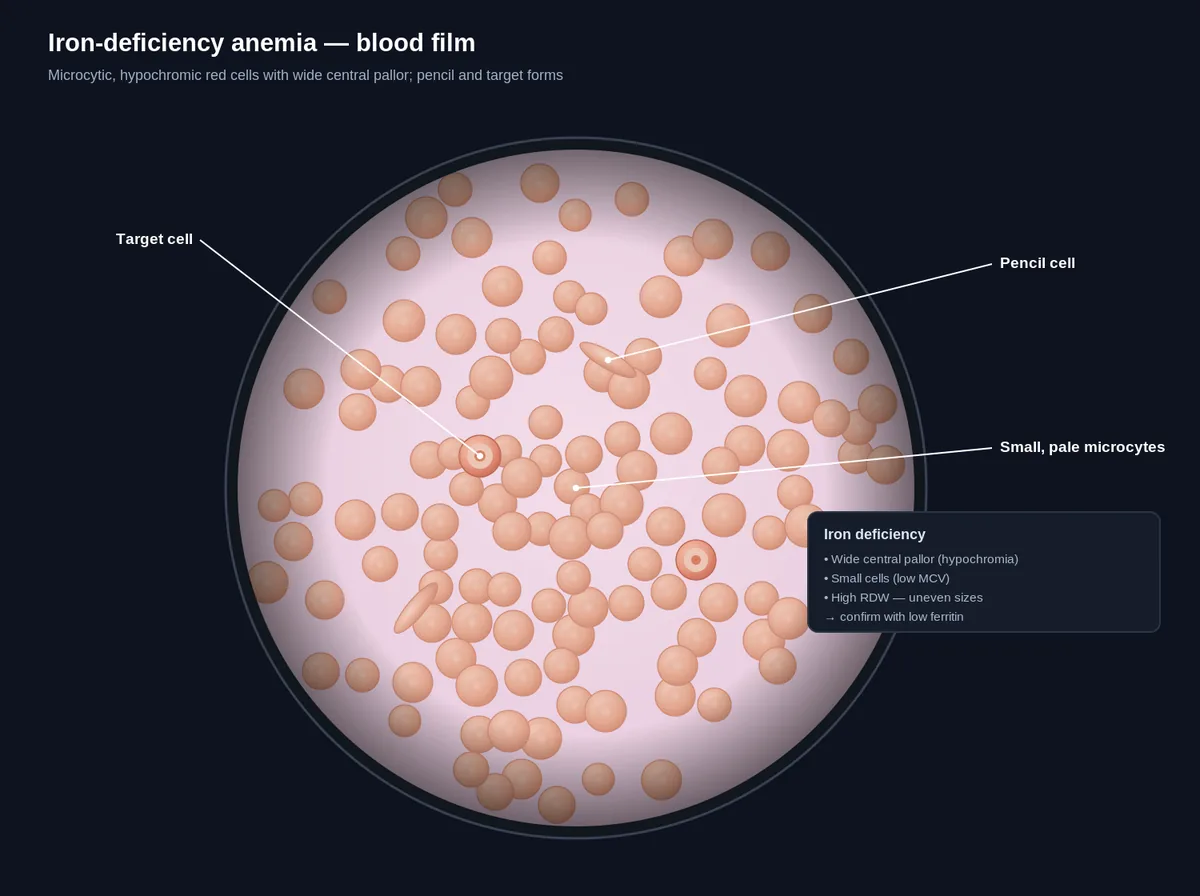 Iron-deficiency anemia — blood film