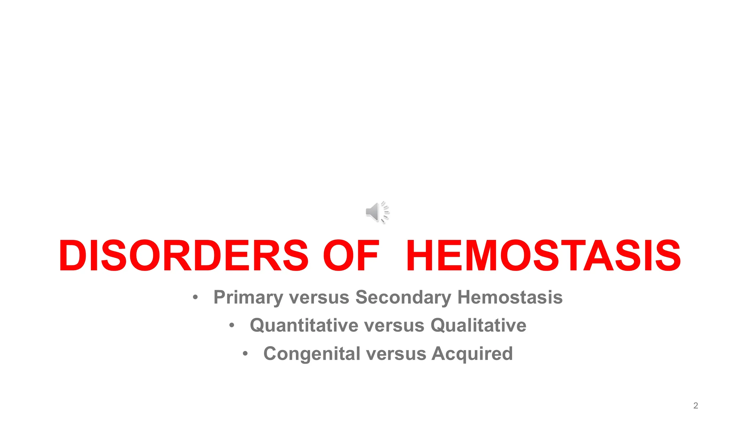 Disorders of Hemostasis title slide