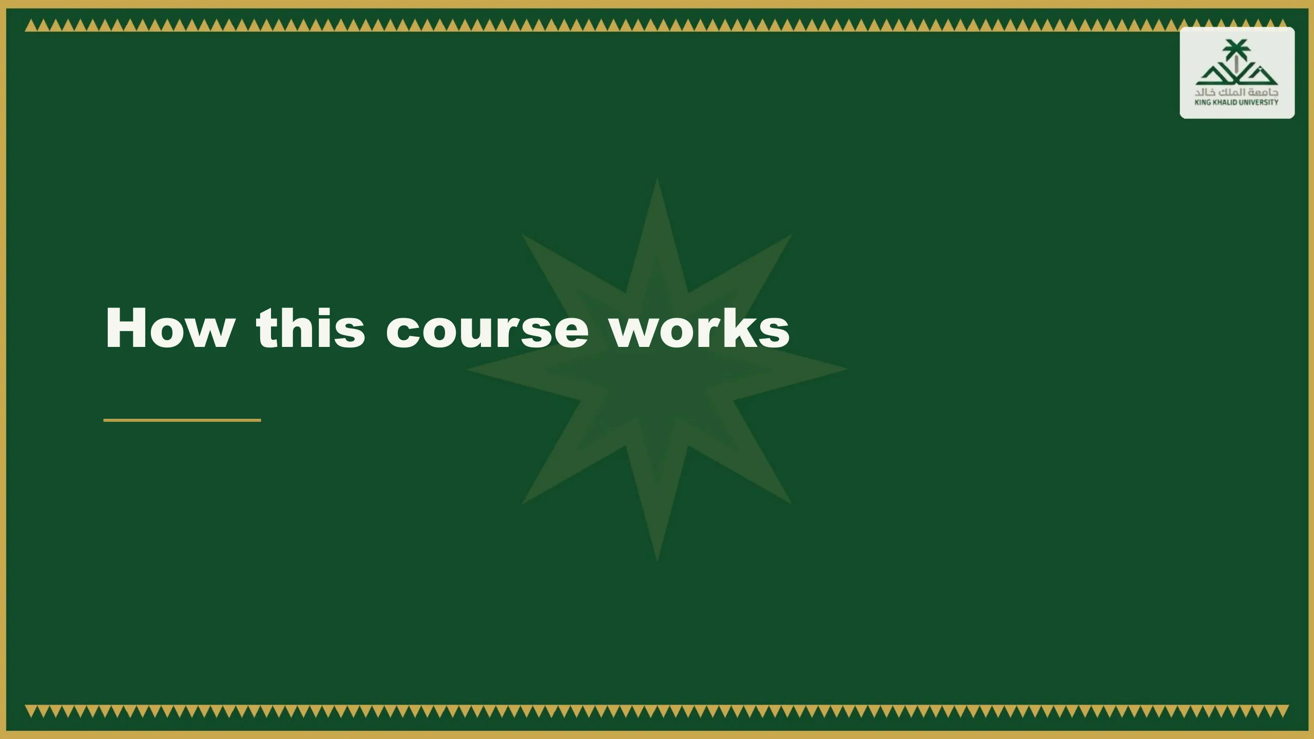 How this course works.