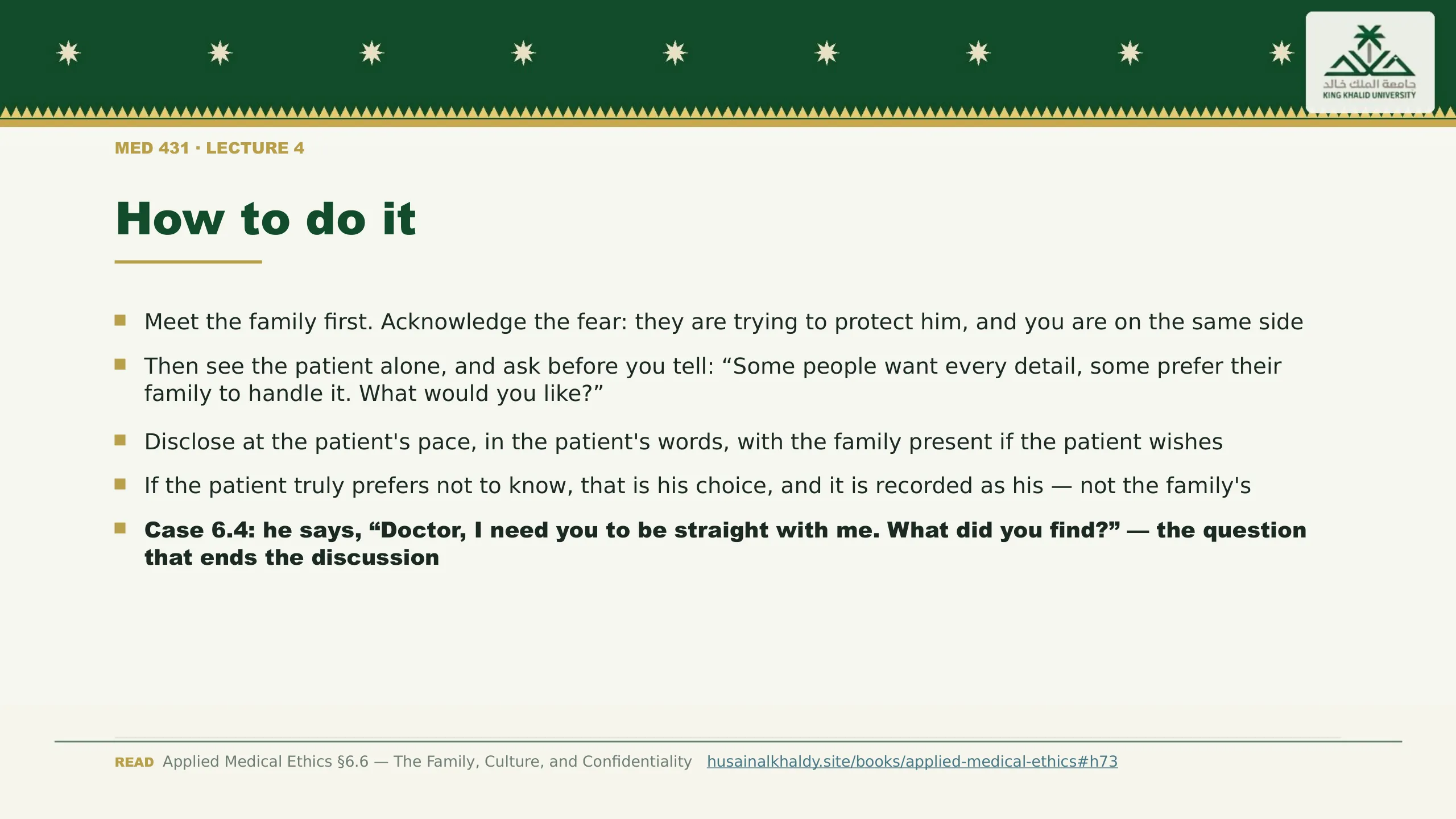 How to do it. Meet the family first. Acknowledge the fear: they are trying to protect him, and you are on the same side
